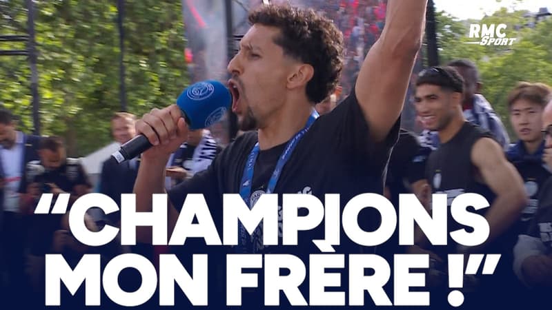 PSG : "Champions mon frère !", Marquinhos en folie totale lors de la célébration du Back to Back devant la Tour Eiffel !