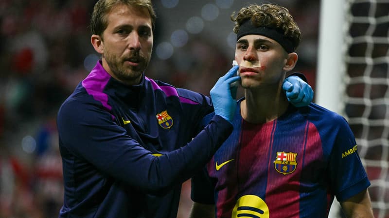 Atlético-Barça: l'impressionnant coup au visage sur Fermín López, le nez en sang sur la pelouse du Metropolitano