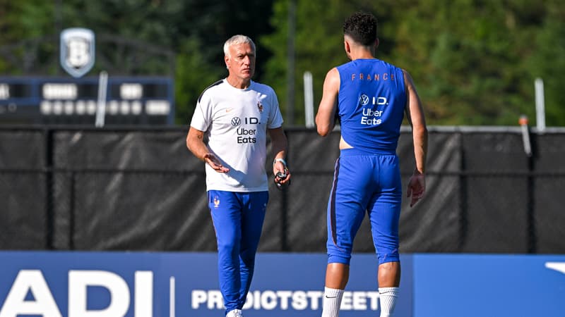 Coupe du monde 2026: discussions avec Cherki, accolade avec Rami... Deschamps de retour à l'entraînement avec la France