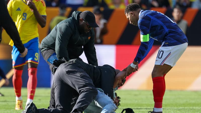 Colombie-France: quand Kylian Mbappé prend la défense d’un spectateur plaqué par la sécurité après être entré sur la pelouse