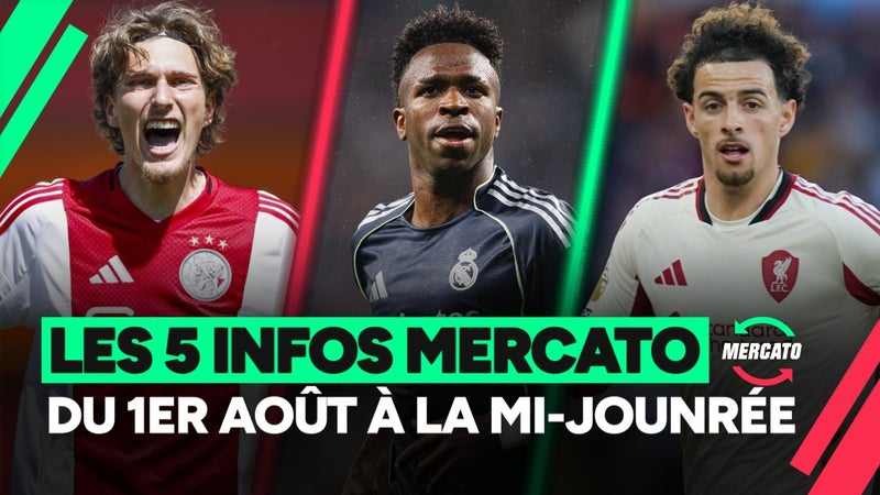 Vinicius intéressé par Arsenal, Bisiwu signe au Barça, Godts en contact avec le PSG ? Les 5 infos mercato du 1er août à la mi-journée