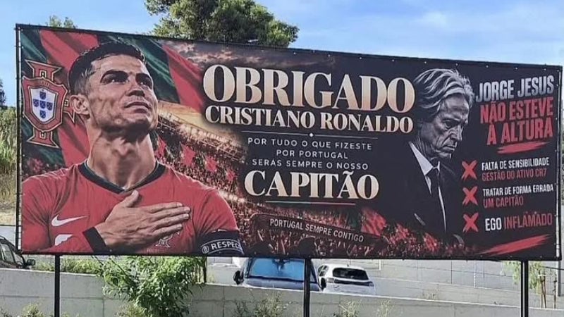 Portugal: des panneaux géants pour soutenir Cristiano Ronaldo et dénoncer "l’ego démesuré" de Jorge Jesus